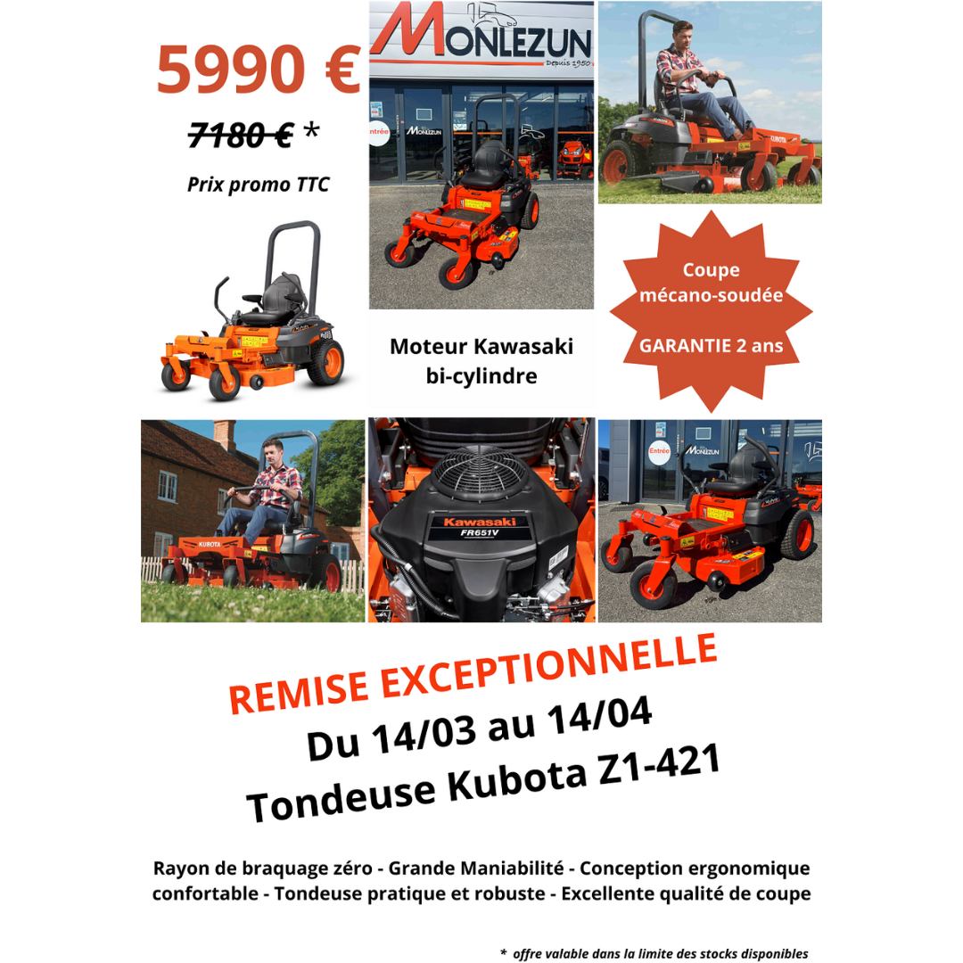 promo kubota tondeuse z1 421