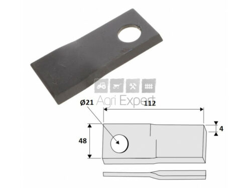 Couteaux pour faucheuse Pöttinger Novacat, Novaalpin, Novadisc 112x48x4 trou Ø21 vrillé droite 434.970